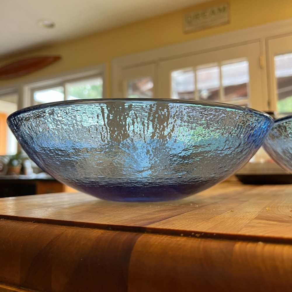 Fire and light recycle glass bowl 11” COBALT BLUE NOS brand new condition